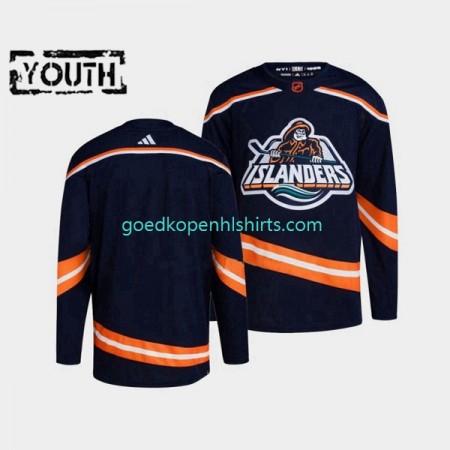 New York Islanders Blank Adidas 2022-2023 Reverse Retro Marine Authentic Shirt - Kinderen